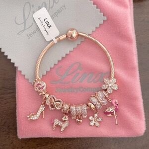 Linx Rose Gold Bracelet with Pink and Zircon Themed Charms
